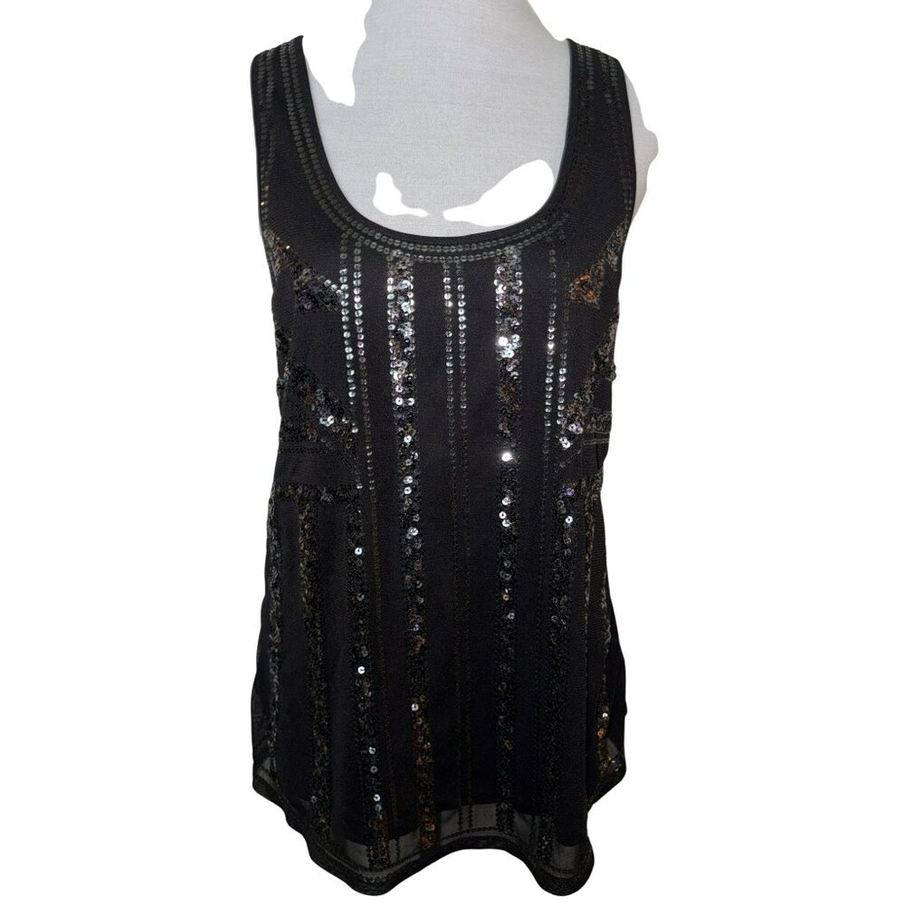 Express Black Sequined Tank Top Size M